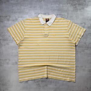 Y2K Yellow Ecko Unltd Grunge Striped Distressed Skater Polo Shirt